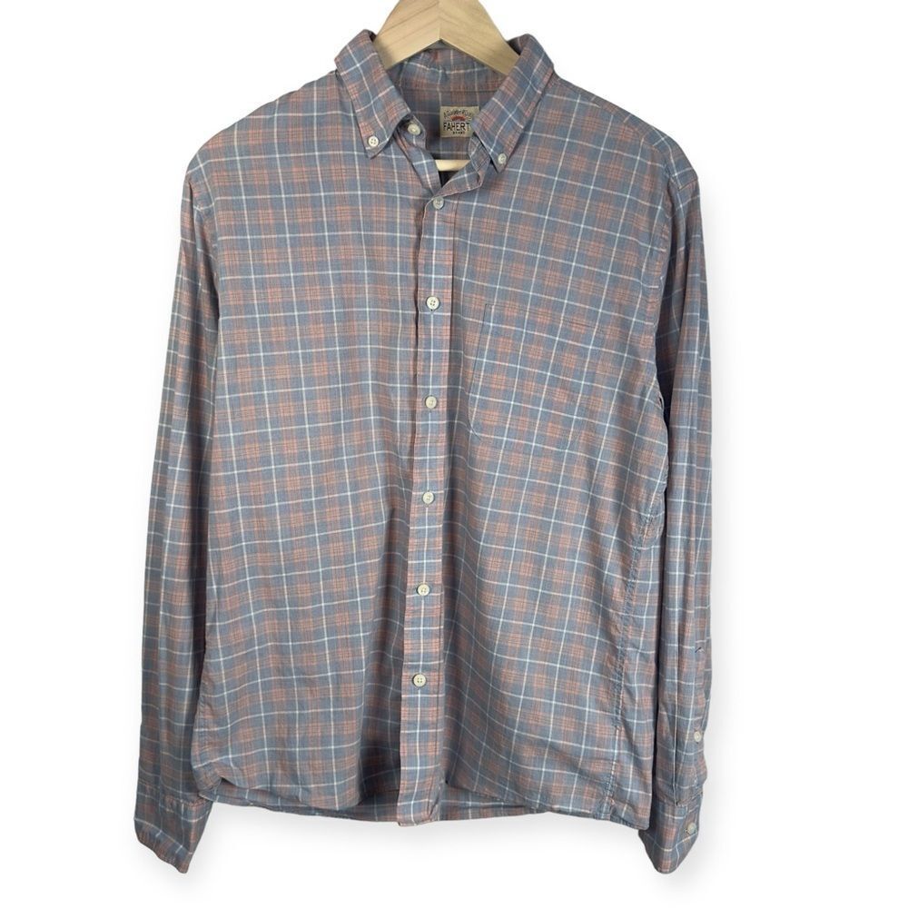 Faherty Movement Blue Coral Plaid Button up Mens Medium